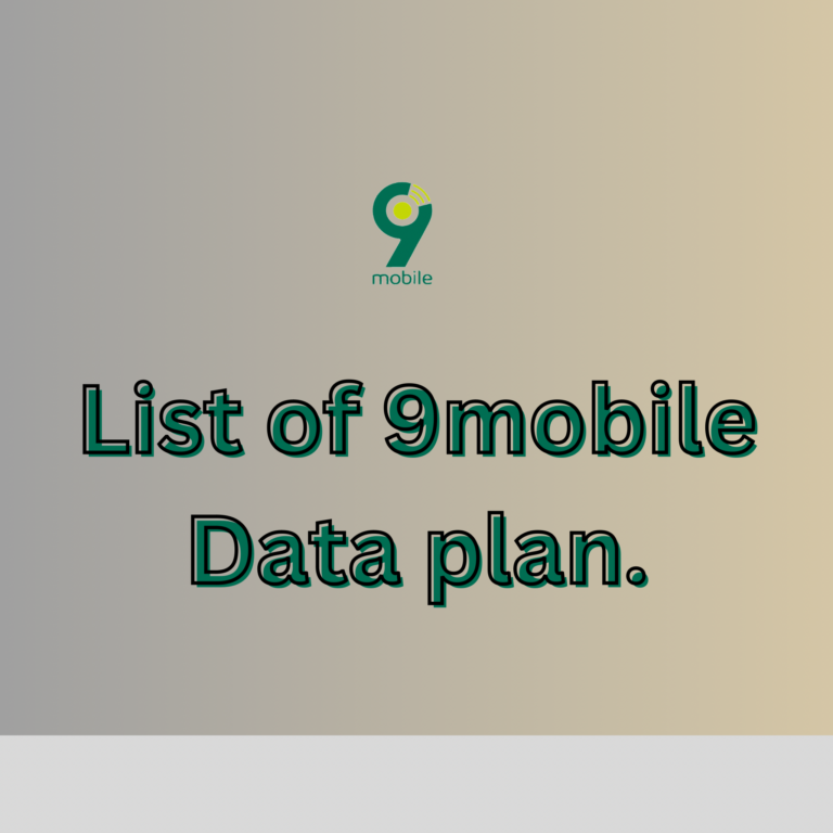 List Of 9mobile Data Plan